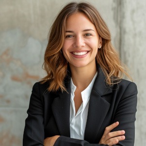 Confident, smiling woman in business attire